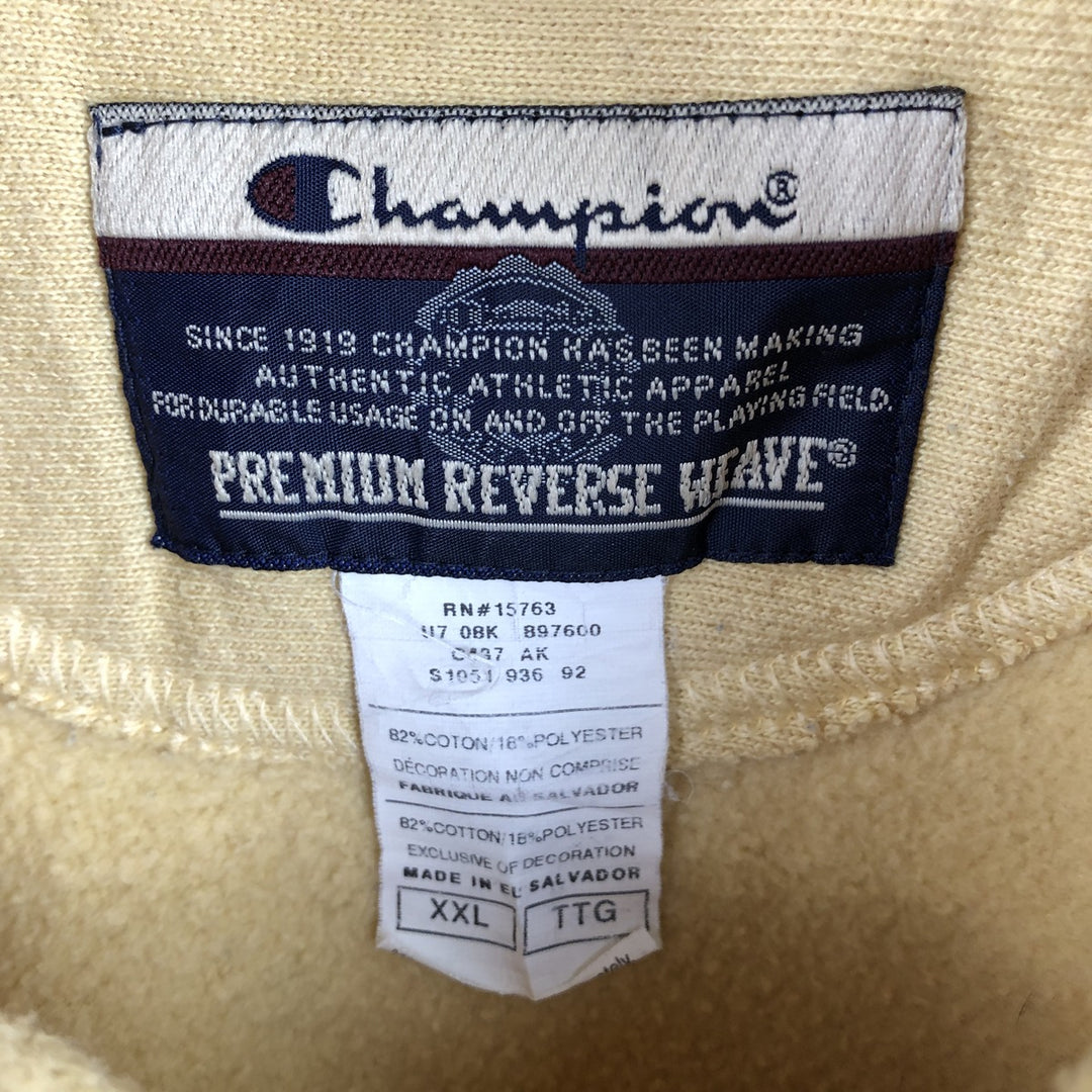2000'S Champion Premium Reverse Weave 3-Print College Sweatshirt Pullover Hoodie, Men's XXL equivalent. cotton yellow type Vintage Second Hand