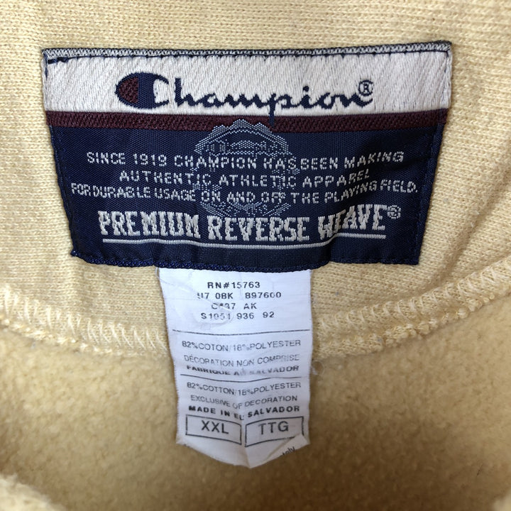 2000'S Champion Premium Reverse Weave 3-Print College Sweatshirt Pullover Hoodie, Men's XXL equivalent. cotton yellow type Vintage Second Hand