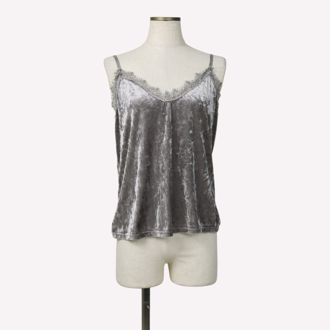 Cropped velour camisole, made in Italy, women's size S equivalent. unclear gray type Vintage Second Hand