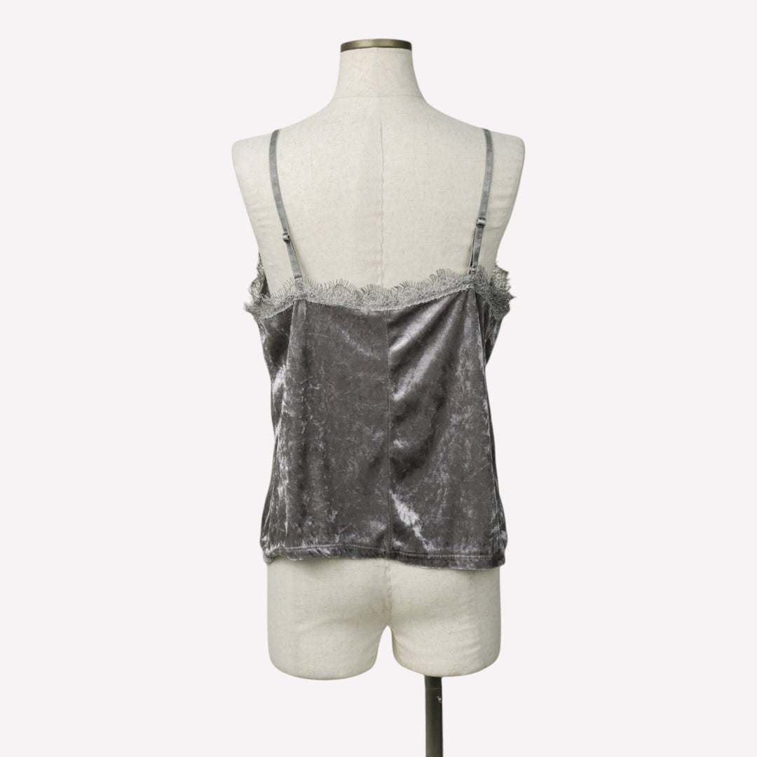 Cropped velour camisole, made in Italy, women's size S equivalent. unclear gray type Vintage Second Hand