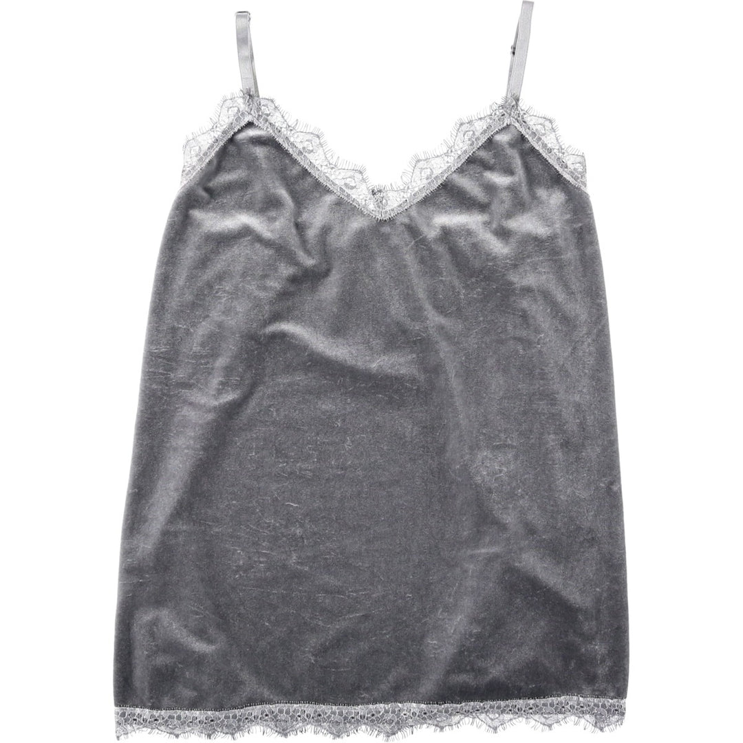 Cropped velour camisole, women's size S (equivalent) unclear Silver type Vintage Second Hand