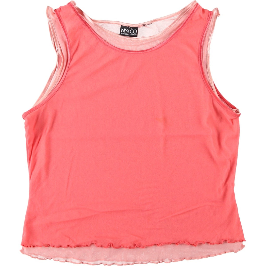 NU and CO Cropped Layered Mesh Tank Top (Women's Size XS) unclear pink type Vintage Second Hand