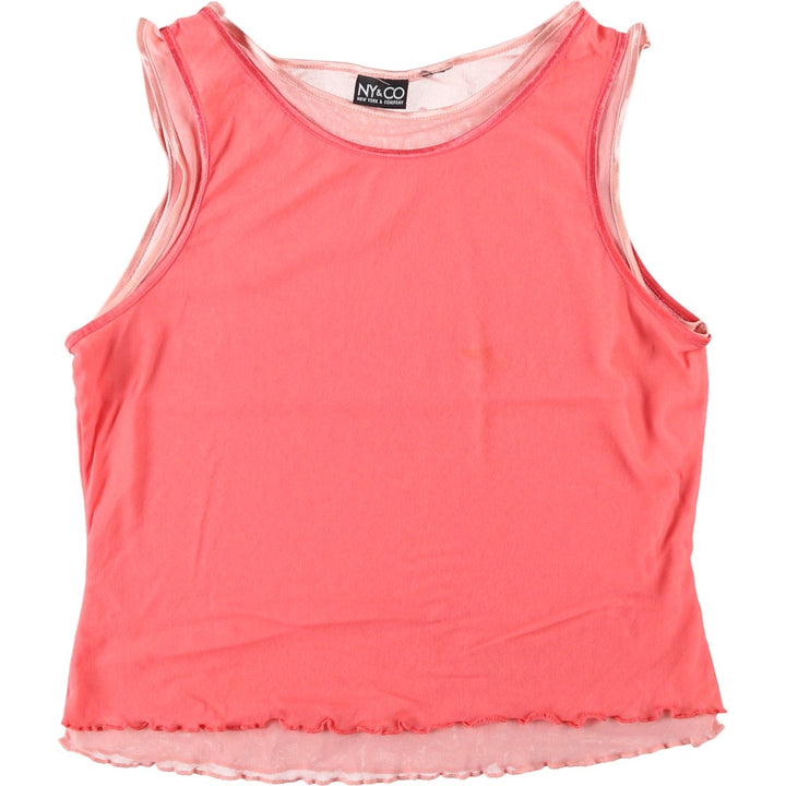 NU and CO Cropped Layered Mesh Tank Top (Women's Size XS) unclear pink type Vintage Second Hand