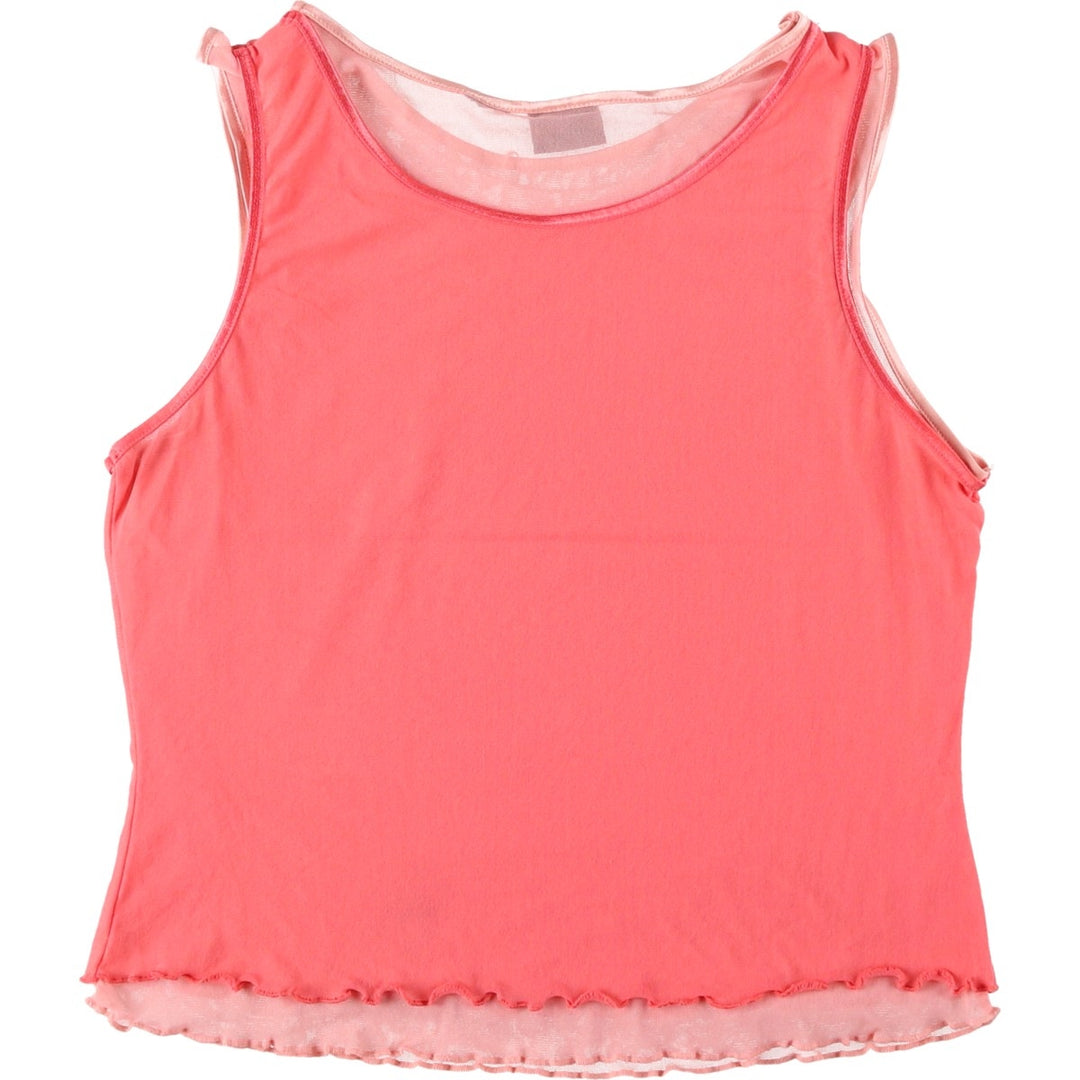 NU and CO Cropped Layered Mesh Tank Top (Women's Size XS) unclear pink type Vintage Second Hand