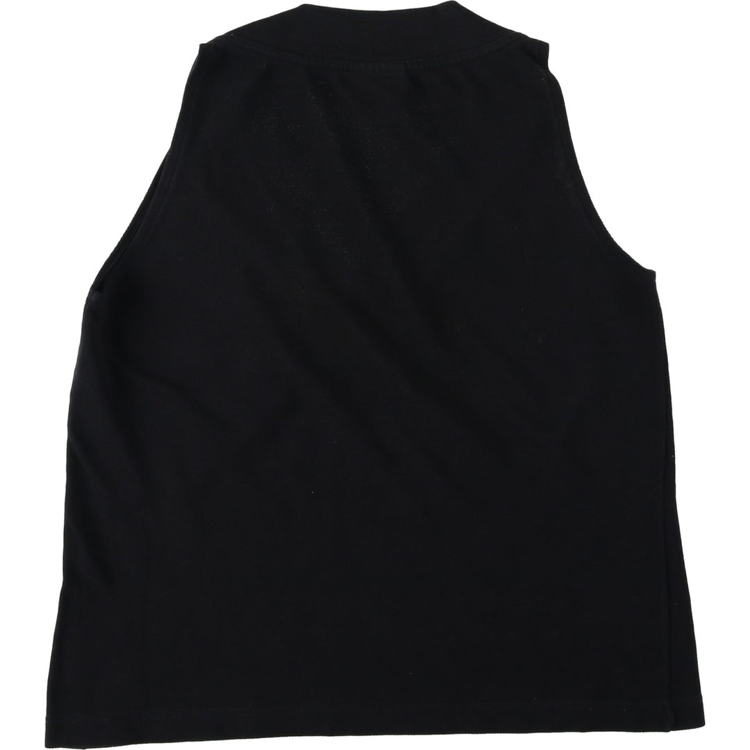 Lacoste V-neck pique tank top, women's size S (approx.) cotton black type Vintage Second Hand