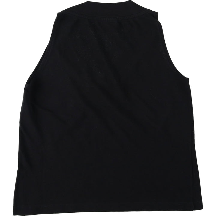 Lacoste V-neck pique tank top, women's size S (approx.) cotton black type Vintage Second Hand
