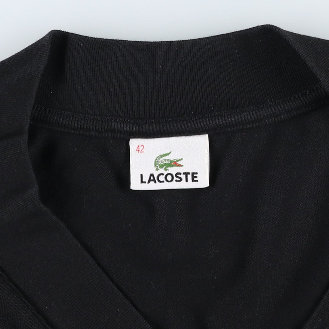 Lacoste V-neck pique tank top, women's size S (approx.) cotton black type Vintage Second Hand