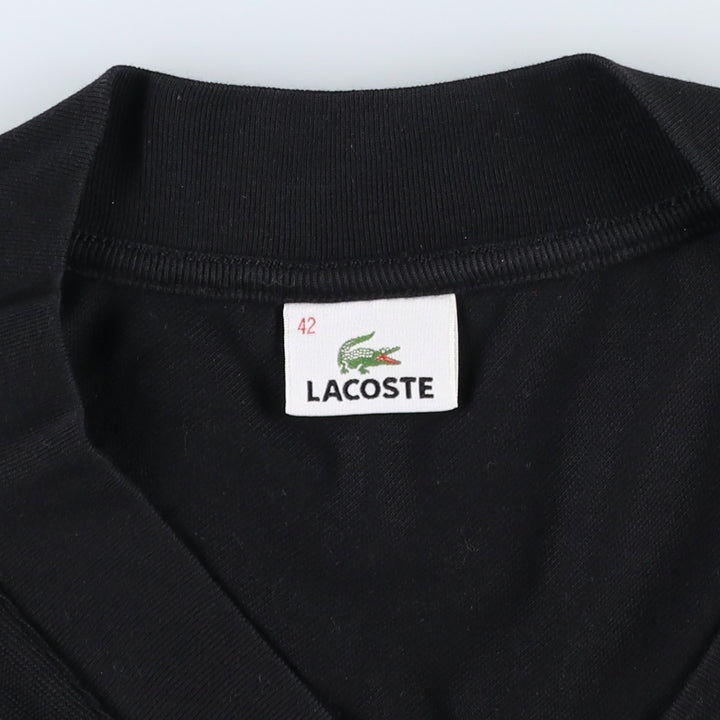 Lacoste V-neck pique tank top, women's size S (approx.) cotton black type Vintage Second Hand