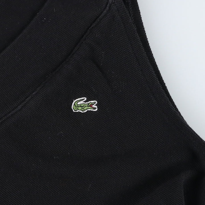 Lacoste V-neck pique tank top, women's size S (approx.) cotton black type Vintage Second Hand