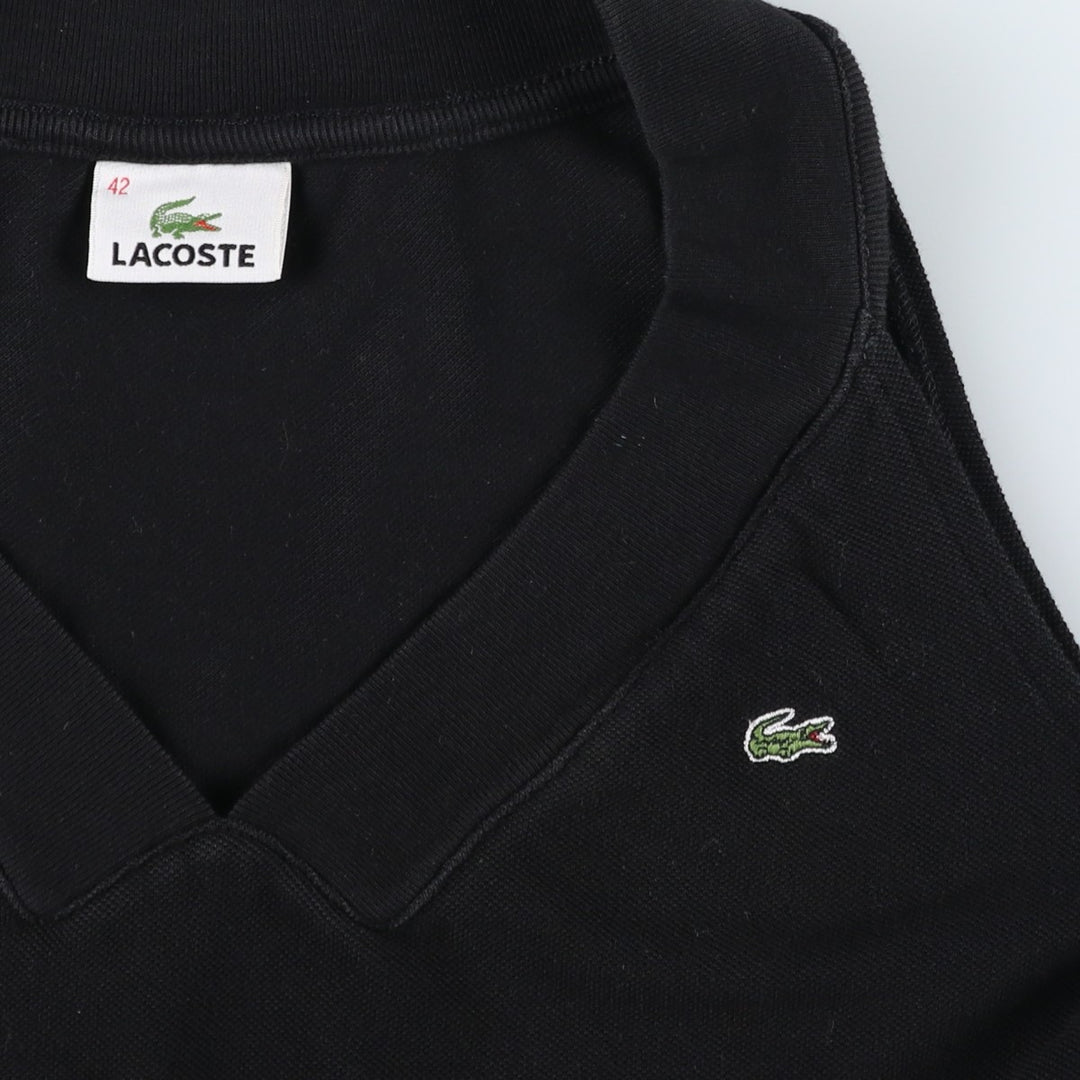 Lacoste V-neck pique tank top, women's size S (approx.) cotton black type Vintage Second Hand