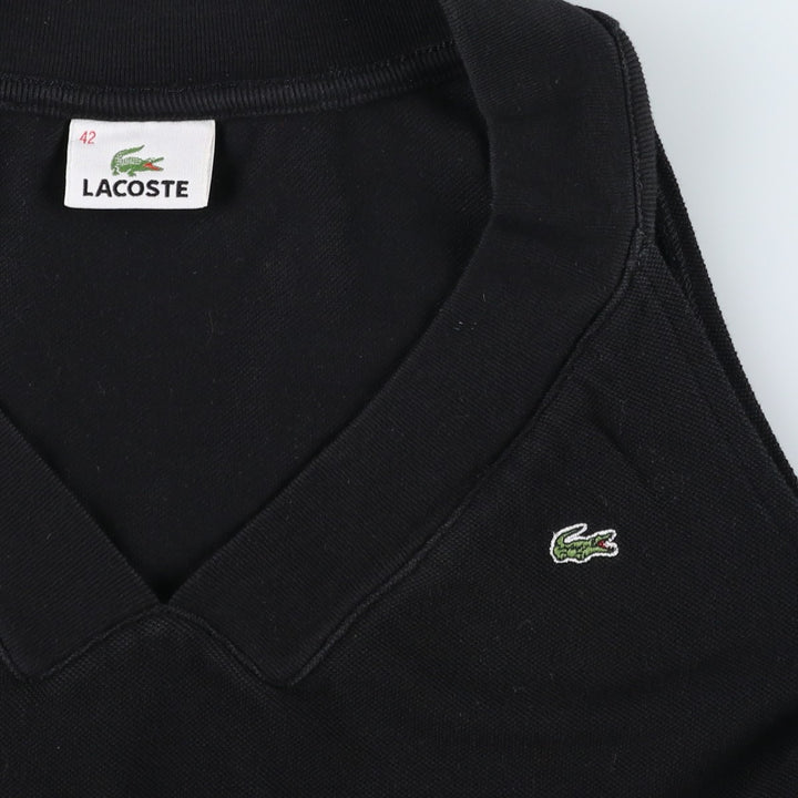 Lacoste V-neck pique tank top, women's size S (approx.) cotton black type Vintage Second Hand