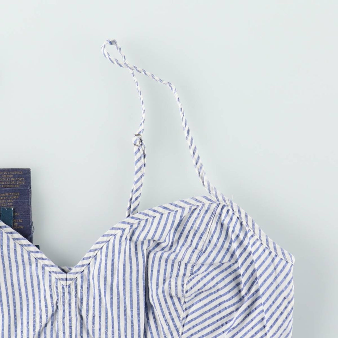 2000'S Ralph Lauren RUGBY Stripe Pattern Cropped Seersucker Bustier, Women's Size M (approx.) cotton white type Vintage Second Hand