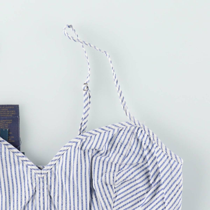 2000'S Ralph Lauren RUGBY Stripe Pattern Cropped Seersucker Bustier, Women's Size M (approx.) cotton white type Vintage Second Hand
