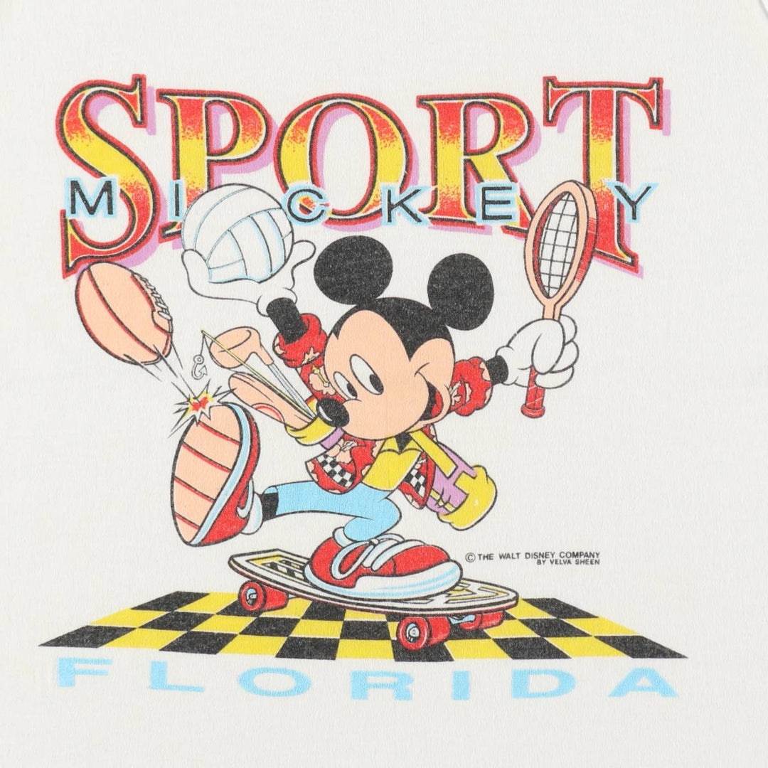 70s-80'S Velva Sheen Mickey Mouse Character Tank Top, Made in USA, Women's Size S (approx.), Vintage cotton white type Vintage Second Hand