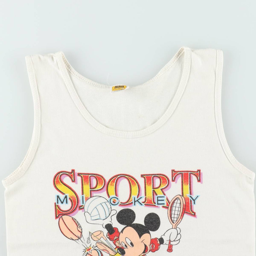 70s-80'S Velva Sheen Mickey Mouse Character Tank Top, Made in USA, Women's Size S (approx.), Vintage cotton white type Vintage Second Hand