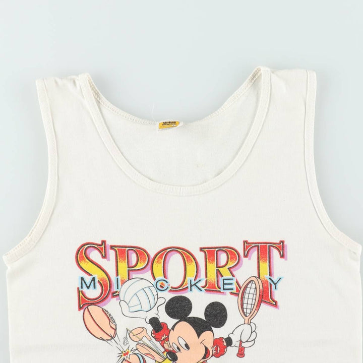 70s-80'S Velva Sheen Mickey Mouse Character Tank Top, Made in USA, Women's Size S (approx.), Vintage cotton white type Vintage Second Hand