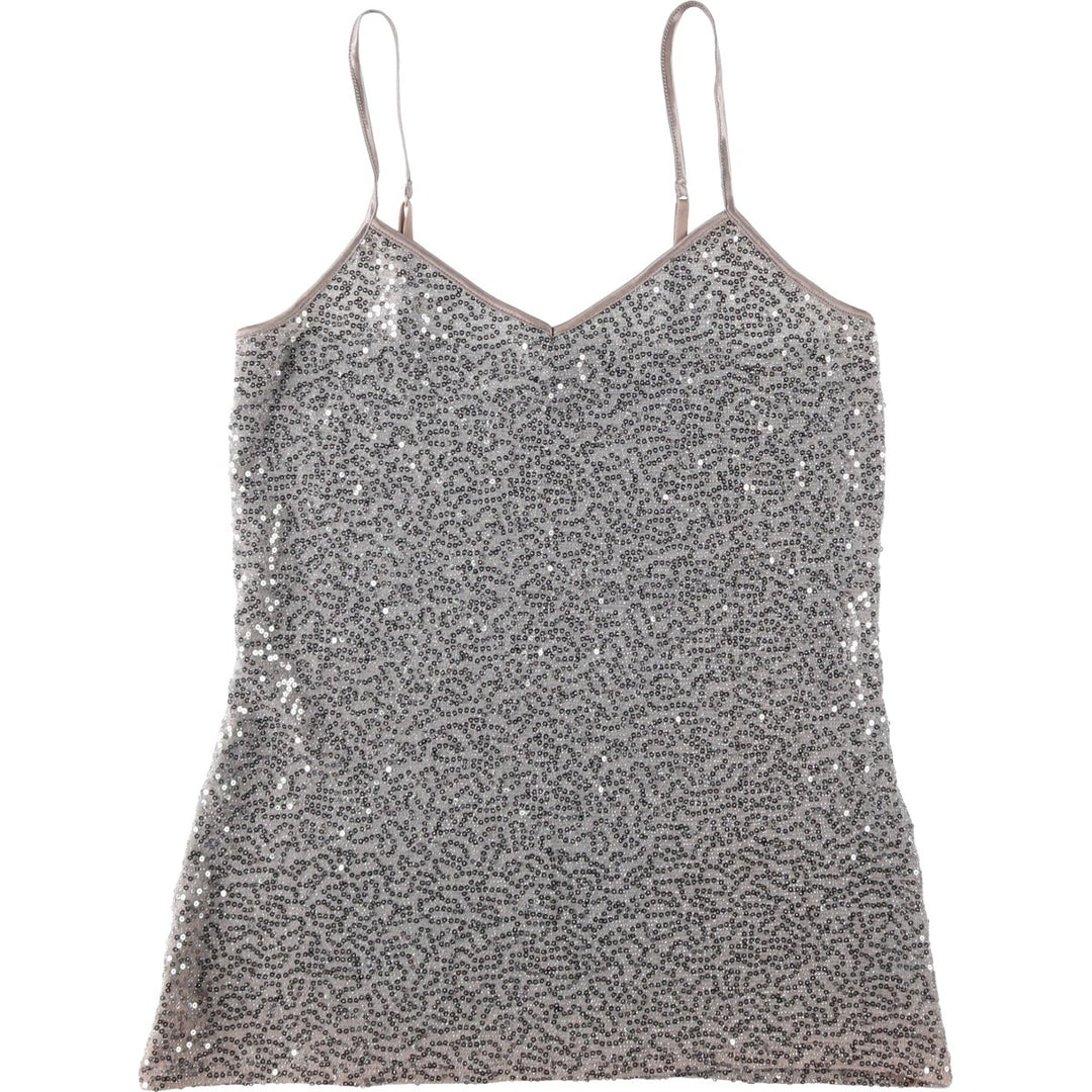 EXPRESS Cropped Camisole with Sequins, Women's Size S (approx.) Nylon Silver type Vintage Second Hand