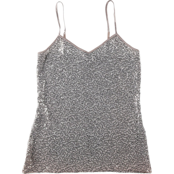 EXPRESS Cropped Camisole with Sequins, Women's Size S (approx.) Nylon Silver type Vintage Second Hand