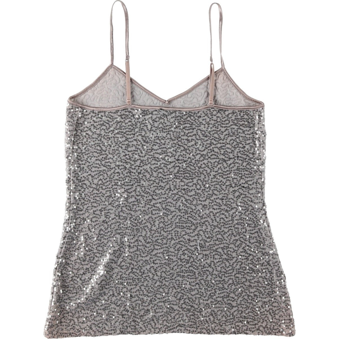 EXPRESS Cropped Camisole with Sequins, Women's Size S (approx.) Nylon Silver type Vintage Second Hand