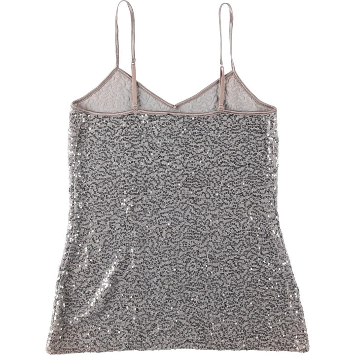 EXPRESS Cropped Camisole with Sequins, Women's Size S (approx.) Nylon Silver type Vintage Second Hand