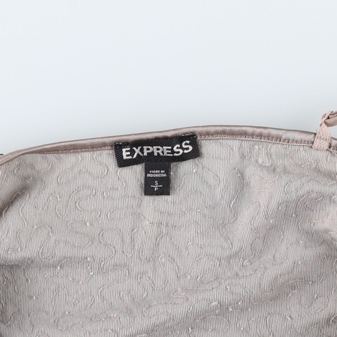 EXPRESS Cropped Camisole with Sequins, Women's Size S (approx.) Nylon Silver type Vintage Second Hand