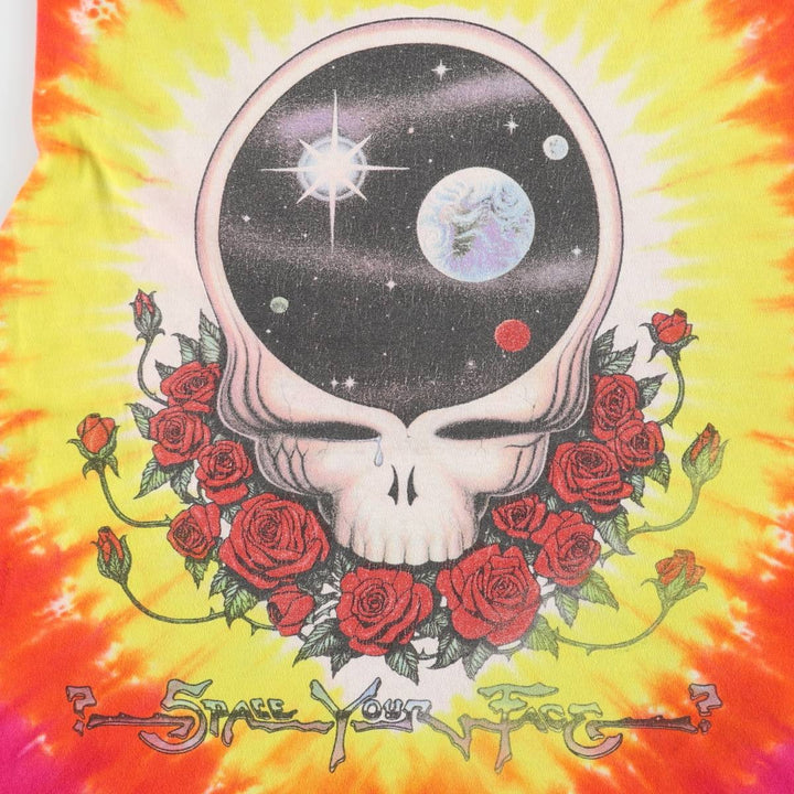 GRATEFUL DEAD Tie-Dye Pattern Cut-Off Tank Top (Women's Size XL) unclear yellow type Vintage Second Hand