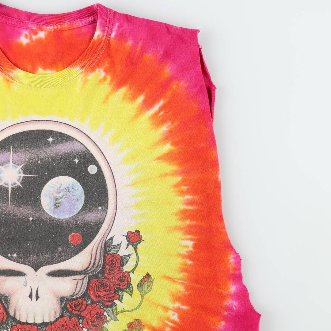GRATEFUL DEAD Tie-Dye Pattern Cut-Off Tank Top (Women's Size XL) unclear yellow type Vintage Second Hand