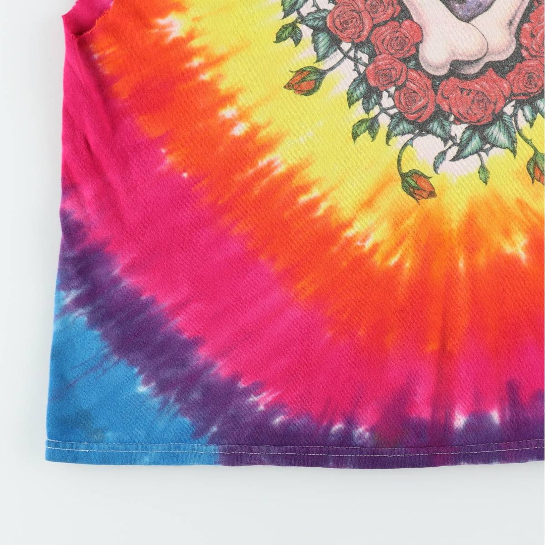 GRATEFUL DEAD Tie-Dye Pattern Cut-Off Tank Top (Women's Size XL) unclear yellow type Vintage Second Hand