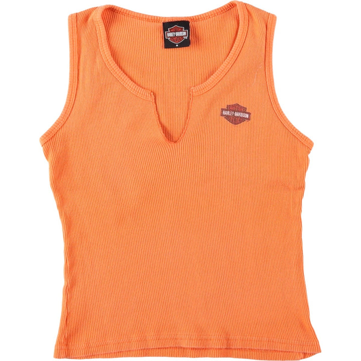 2000'S Harley-Davidson Slit Neck Motorcycle Tank Top, Made in USA, Women's Size M (approx.) cotton orange type Vintage Second Hand