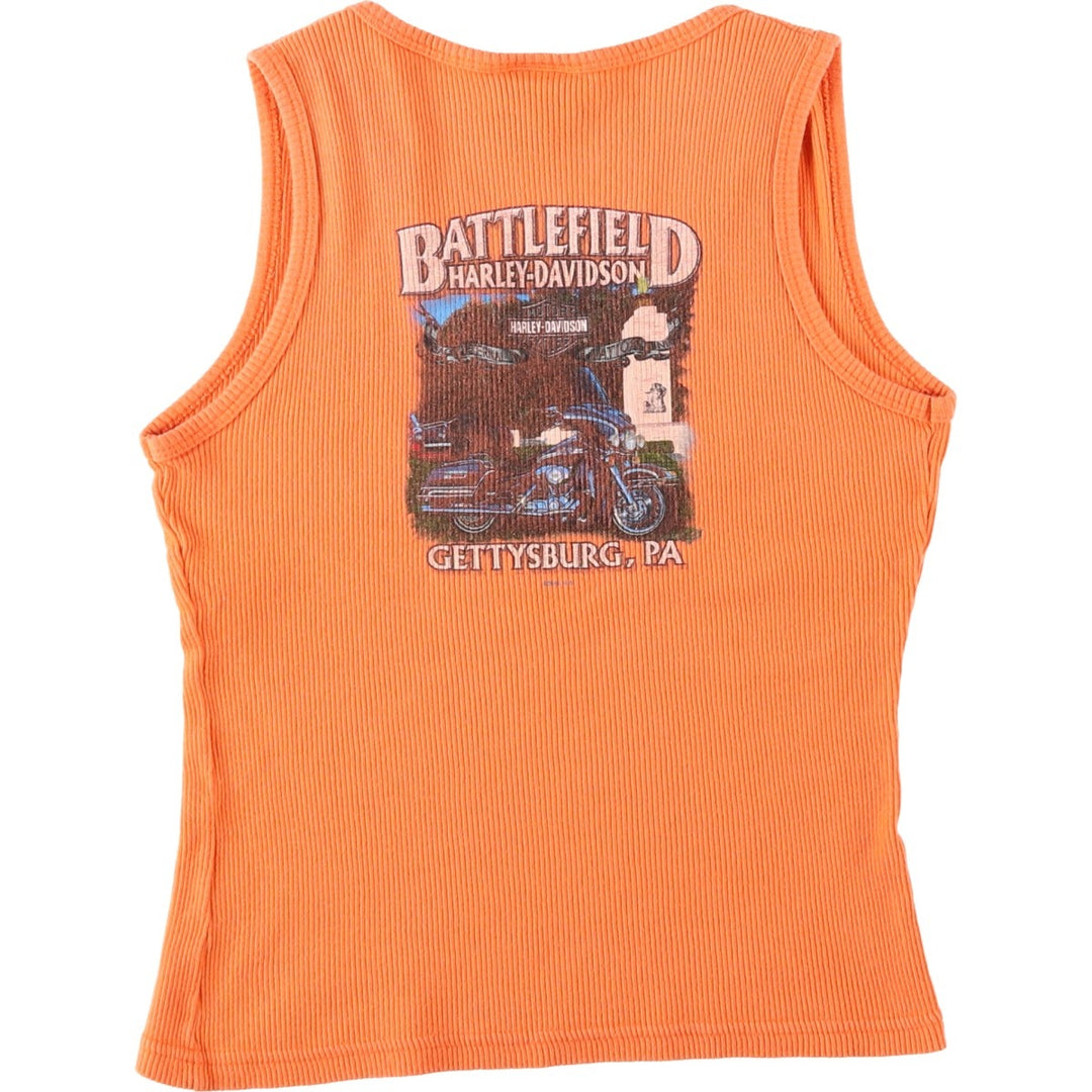 2000'S Harley-Davidson Slit Neck Motorcycle Tank Top, Made in USA, Women's Size M (approx.) cotton orange type Vintage Second Hand