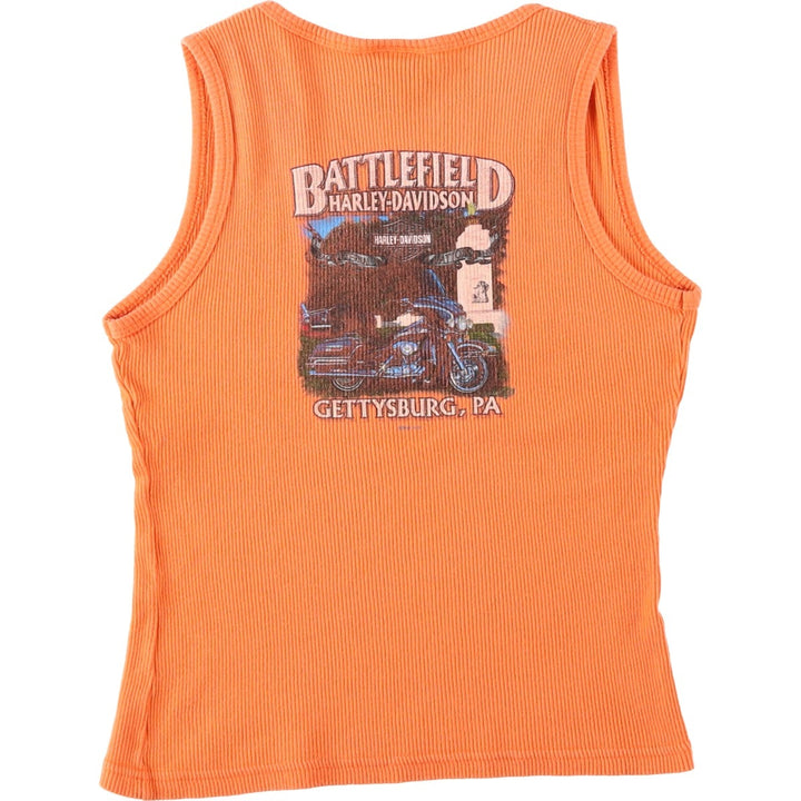 2000'S Harley-Davidson Slit Neck Motorcycle Tank Top, Made in USA, Women's Size M (approx.) cotton orange type Vintage Second Hand