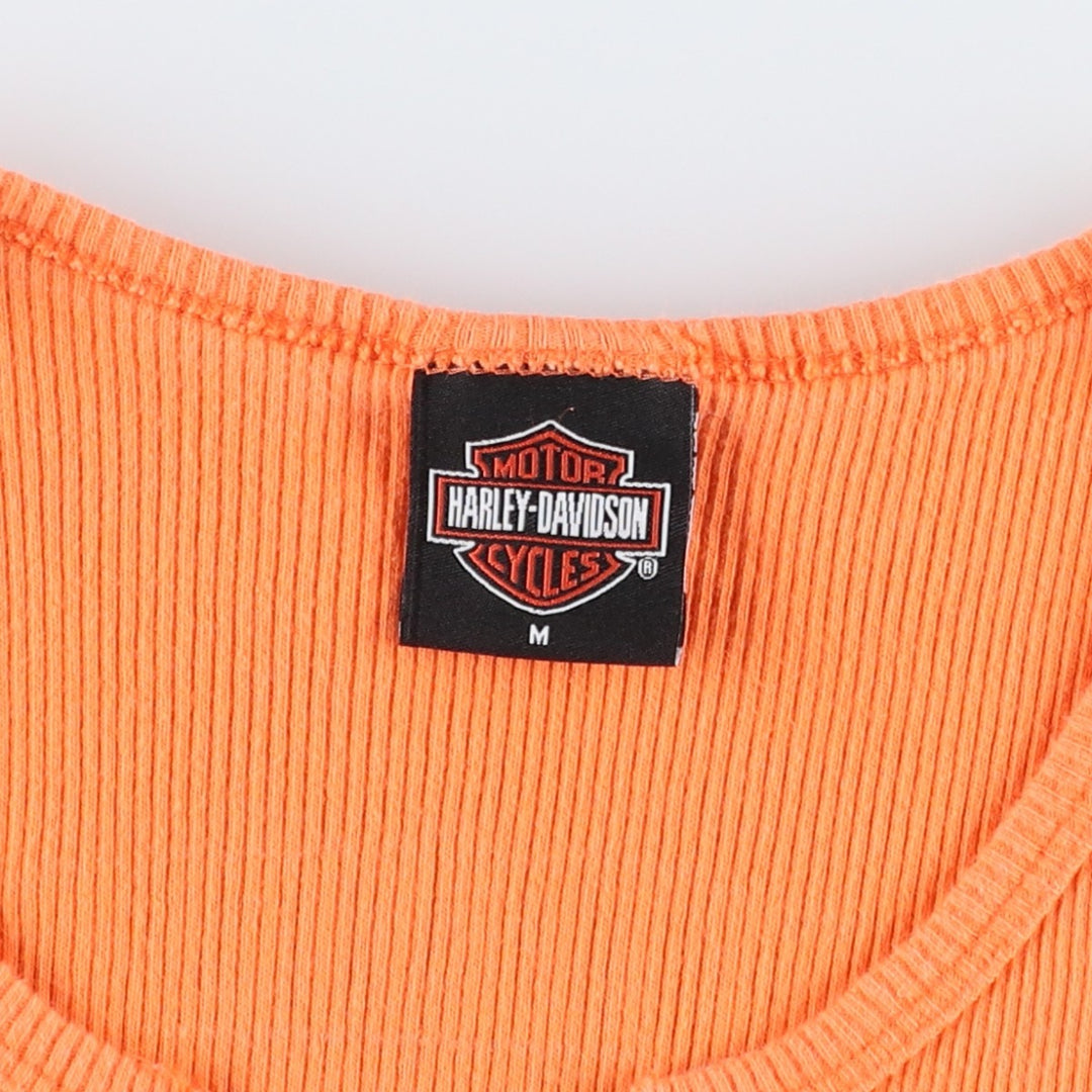 2000'S Harley-Davidson Slit Neck Motorcycle Tank Top, Made in USA, Women's Size M (approx.) cotton orange type Vintage Second Hand