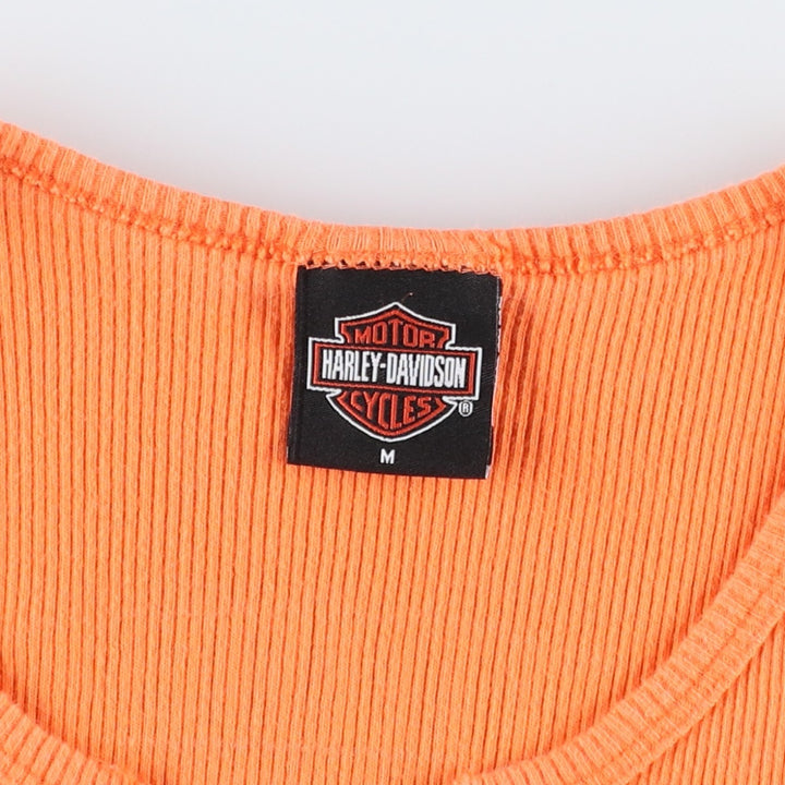 2000'S Harley-Davidson Slit Neck Motorcycle Tank Top, Made in USA, Women's Size M (approx.) cotton orange type Vintage Second Hand