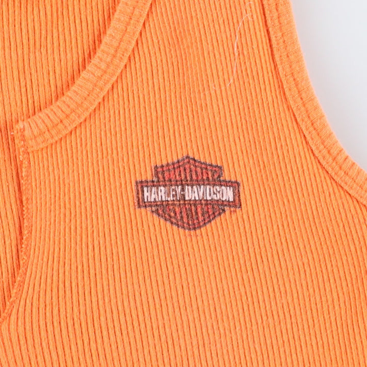 2000'S Harley-Davidson Slit Neck Motorcycle Tank Top, Made in USA, Women's Size M (approx.) cotton orange type Vintage Second Hand