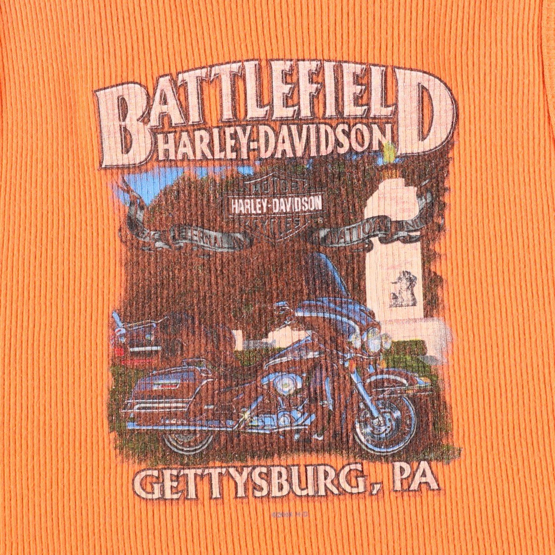 2000'S Harley-Davidson Slit Neck Motorcycle Tank Top, Made in USA, Women's Size M (approx.) cotton orange type Vintage Second Hand