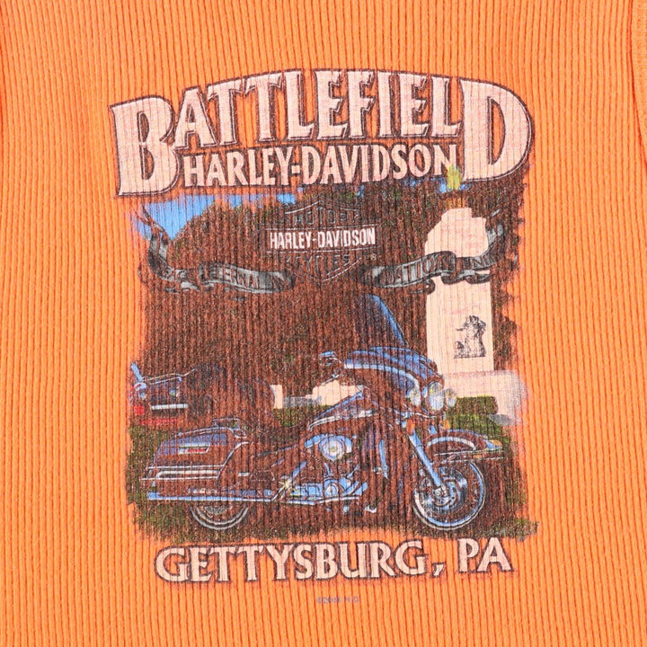 2000'S Harley-Davidson Slit Neck Motorcycle Tank Top, Made in USA, Women's Size M (approx.) cotton orange type Vintage Second Hand