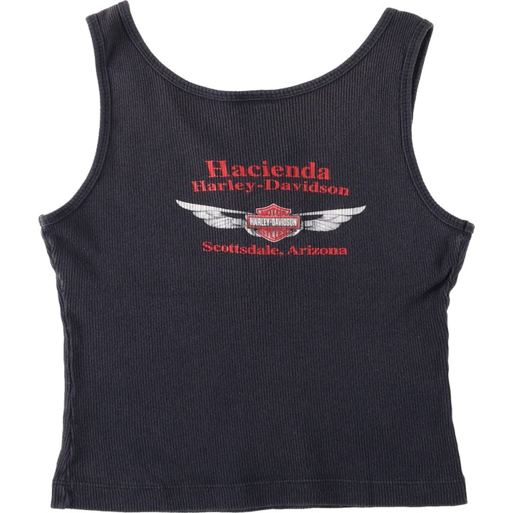 2000'S Harley-Davidson Lace-Up Cropped Motorcycle Tank Top (Women's Size S) cotton black type Vintage Second Hand