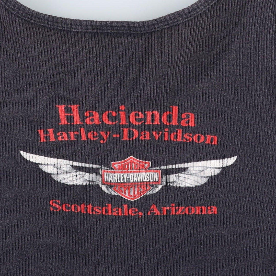 2000'S Harley-Davidson Lace-Up Cropped Motorcycle Tank Top (Women's Size S) cotton black type Vintage Second Hand