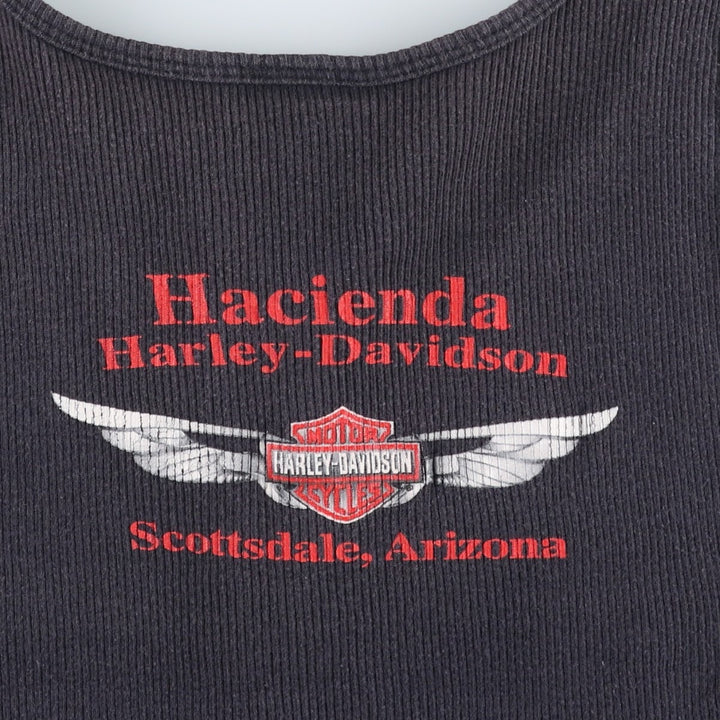 2000'S Harley-Davidson Lace-Up Cropped Motorcycle Tank Top (Women's Size S) cotton black type Vintage Second Hand