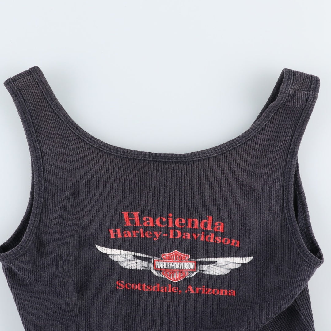 2000'S Harley-Davidson Lace-Up Cropped Motorcycle Tank Top (Women's Size S) cotton black type Vintage Second Hand
