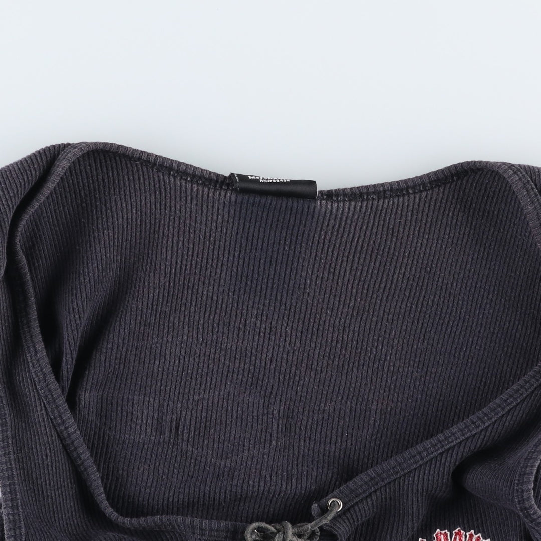 2000'S Harley-Davidson Lace-Up Cropped Motorcycle Tank Top (Women's Size S) cotton black type Vintage Second Hand