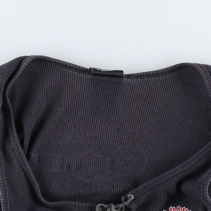 2000'S Harley-Davidson Lace-Up Cropped Motorcycle Tank Top (Women's Size S) cotton black type Vintage Second Hand