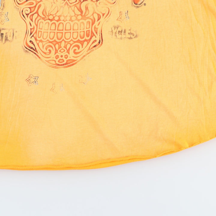 Harley-Davidson Skull Pattern Cut-Off Motorcycle Tank Top (Women's XXL equivalent) cotton yellow type Vintage Second Hand