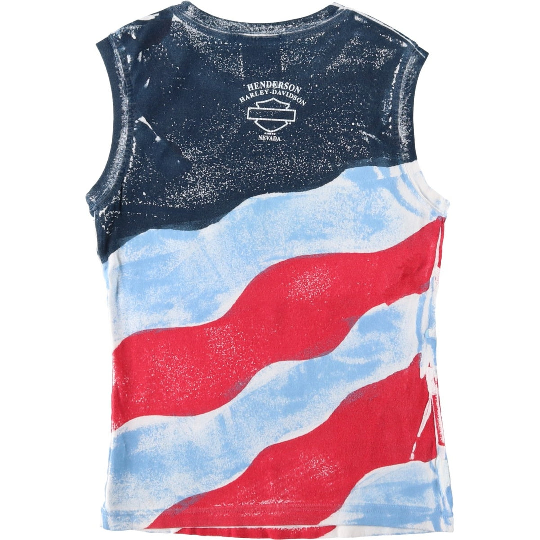 2000'S Harley-Davidson American flag all-over print motorcycle tank top, women's size S (approx.) cotton white type Vintage Second Hand