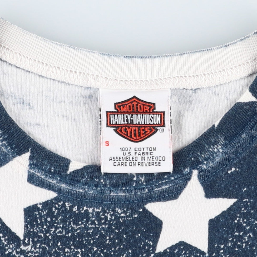 2000'S Harley-Davidson American flag all-over print motorcycle tank top, women's size S (approx.) cotton white type Vintage Second Hand