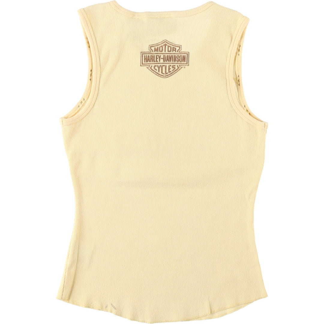 Harley-Davidson Studded Motorcycle Tank Top, Made in USA, Women's Size M (approx.) cotton yellow type Vintage Second Hand