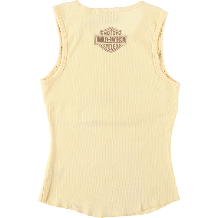 Harley-Davidson Studded Motorcycle Tank Top, Made in USA, Women's Size M (approx.) cotton yellow type Vintage Second Hand