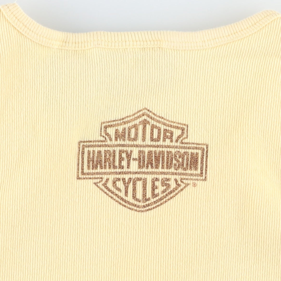 Harley-Davidson Studded Motorcycle Tank Top, Made in USA, Women's Size M (approx.) cotton yellow type Vintage Second Hand
