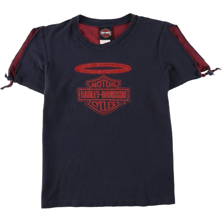 Harley-Davidson Open Shoulder Motorcycle Bike T-Shirt, Women's Size M (approx.) cotton black type Vintage Second Hand