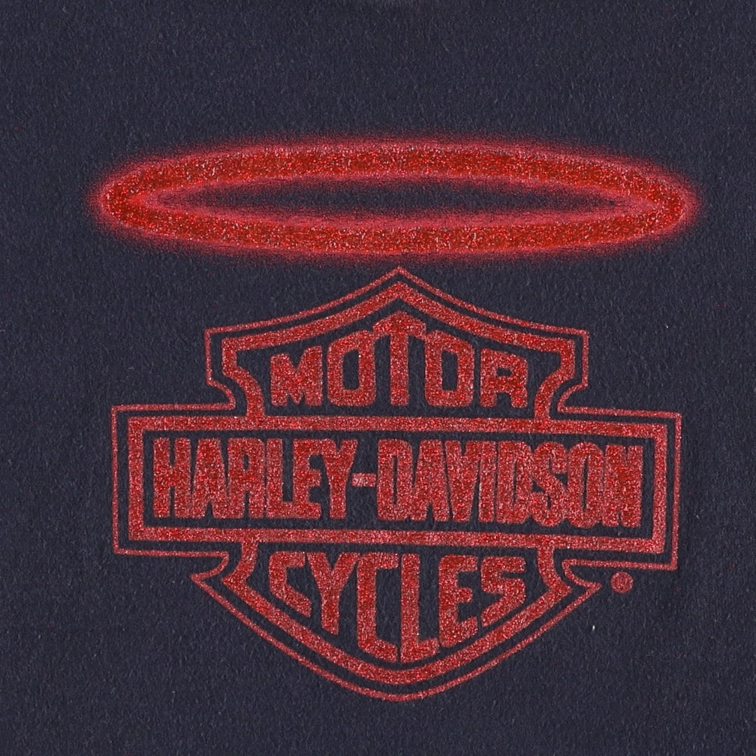 Harley-Davidson Open Shoulder Motorcycle Bike T-Shirt, Women's Size M (approx.) cotton black type Vintage Second Hand